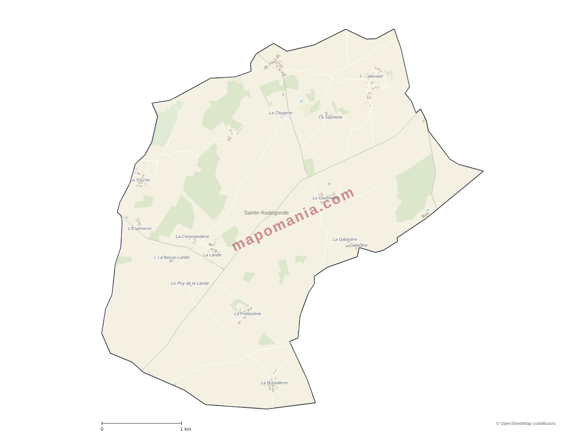 Carte de Sainte-Radégonde à personnaliser