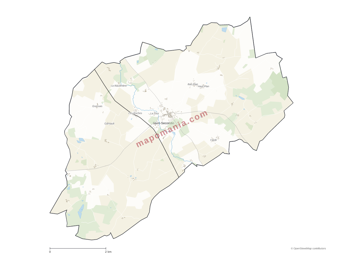 Carte de Saint-Secondin à personnaliser
