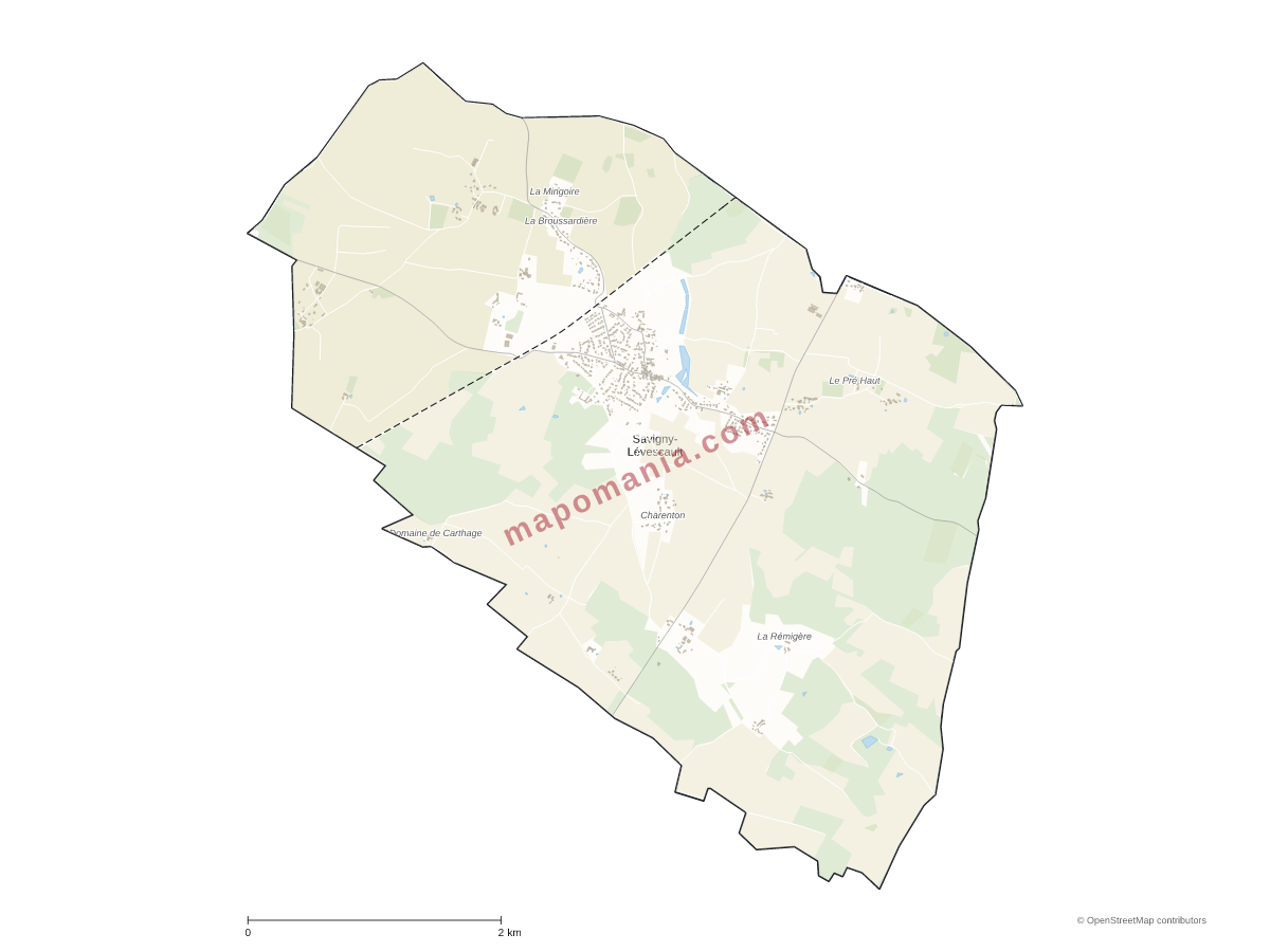 Carte de Savigny-Lévescault à personnaliser