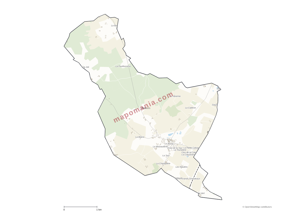 Carte de Sossais à personnaliser