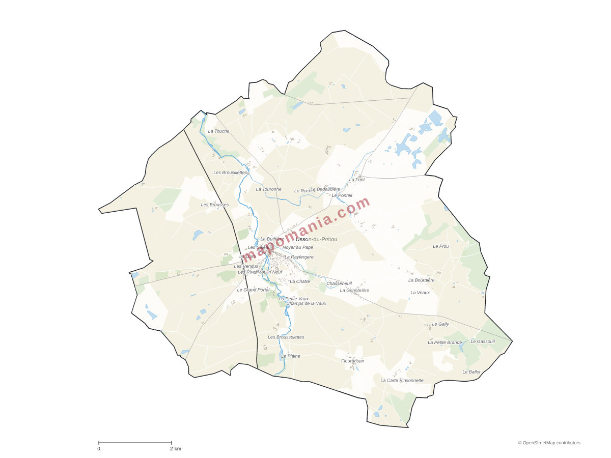 Carte de Usson-du-Poitou à personnaliser
