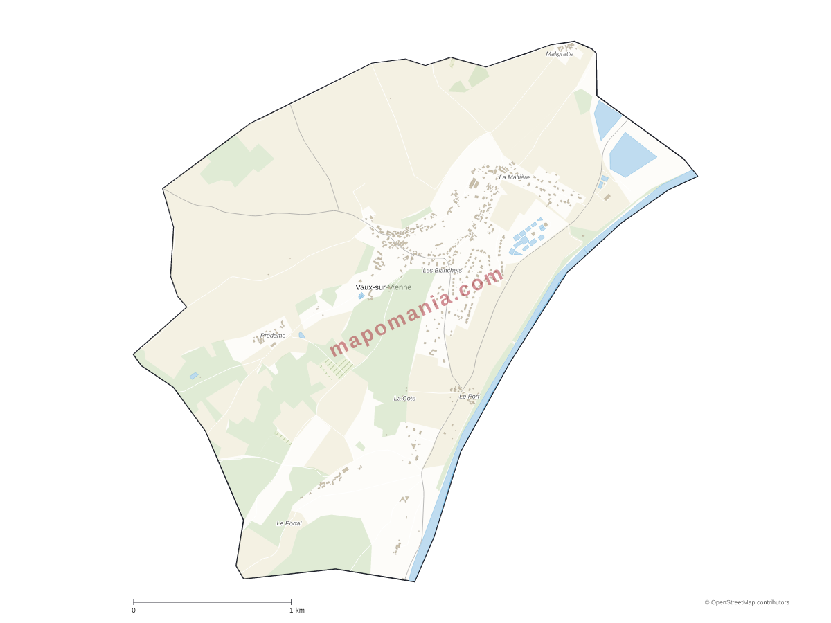 Carte de Vaux-sur-Vienne à personnaliser