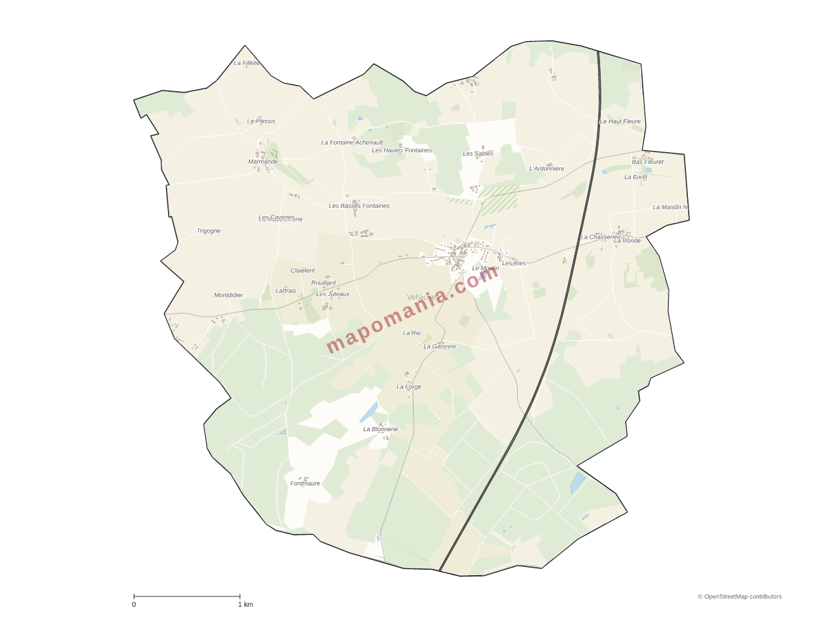 Carte de Vellèches à personnaliser