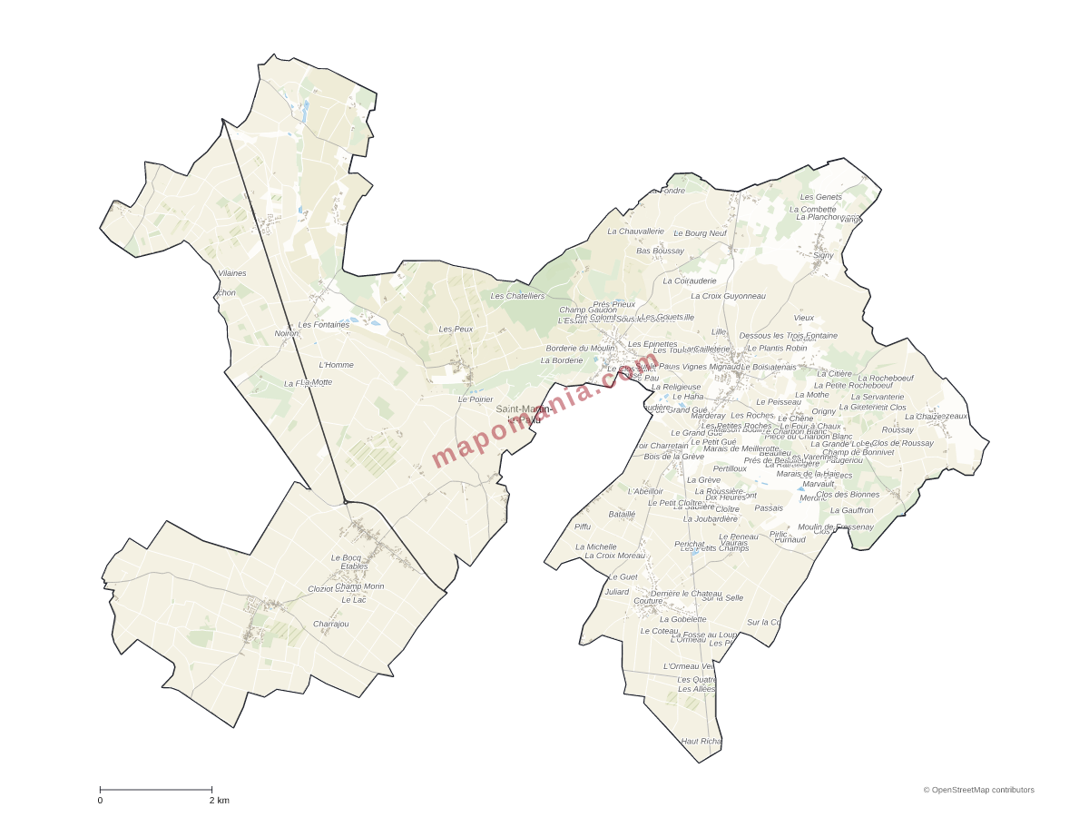 Carte de Saint-Martin-la-Pallu à personnaliser