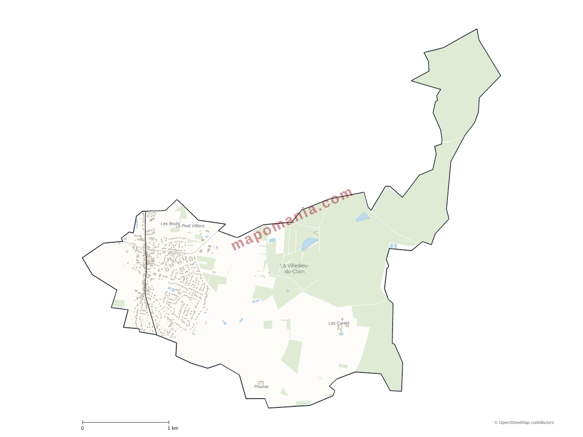 Carte de La Villedieu-du-Clain à personnaliser