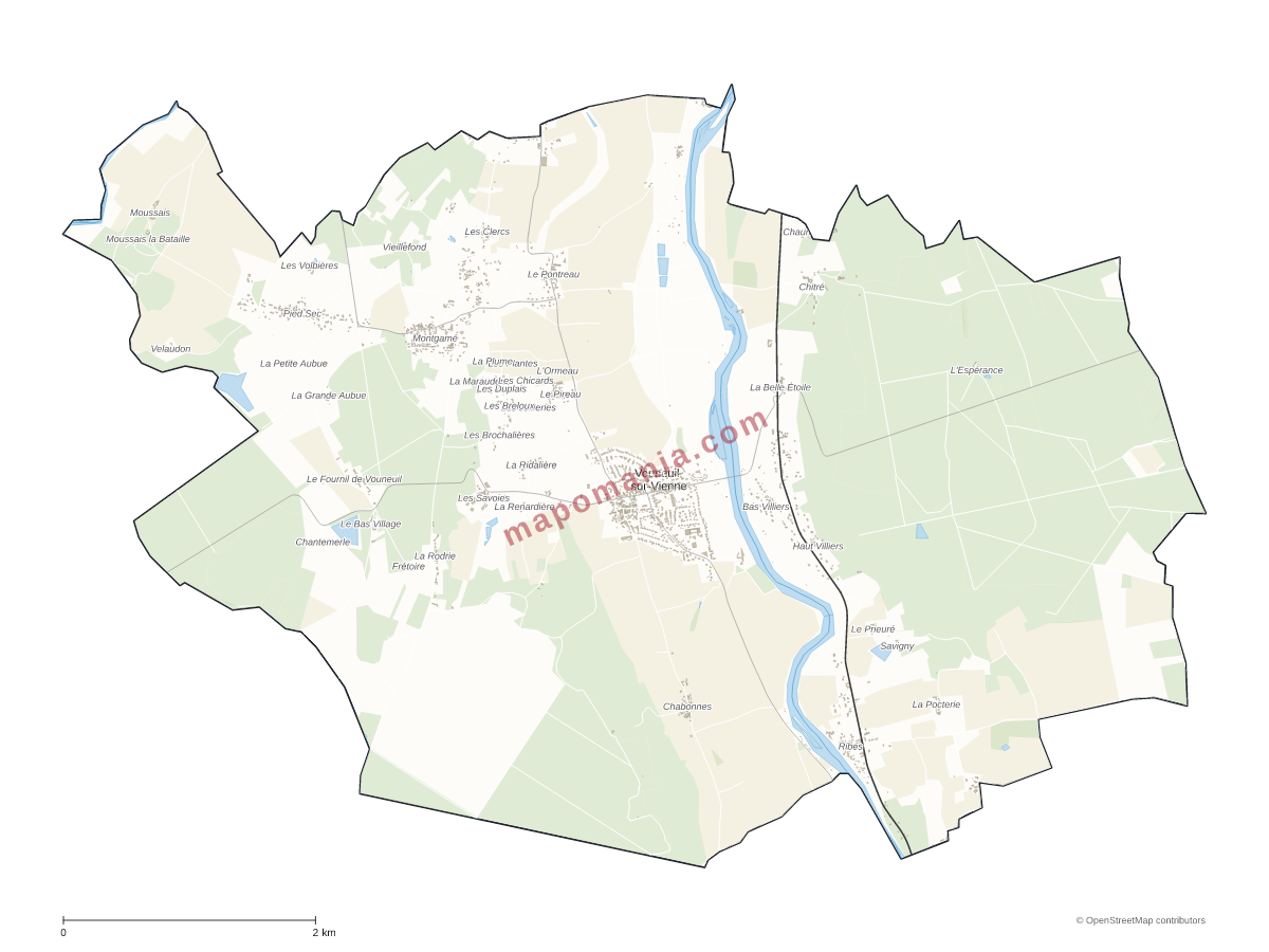 Carte de Vouneuil-sur-Vienne à personnaliser