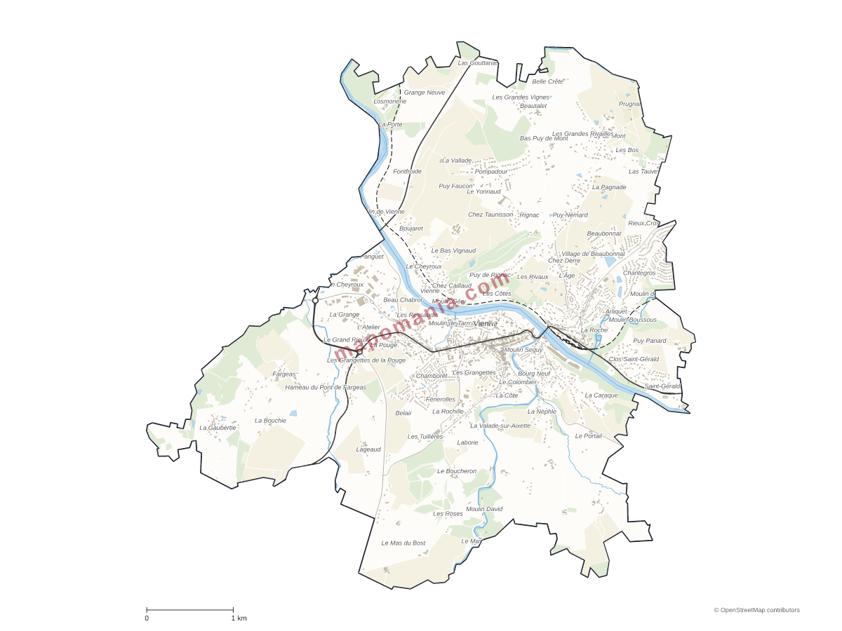 Carte de Aixe-sur-Vienne à personnaliser