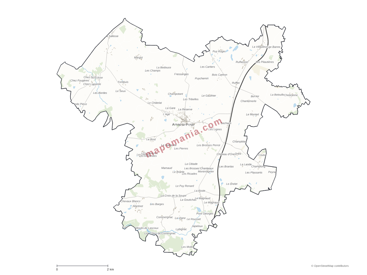 Carte de Arnac-la-Poste à personnaliser