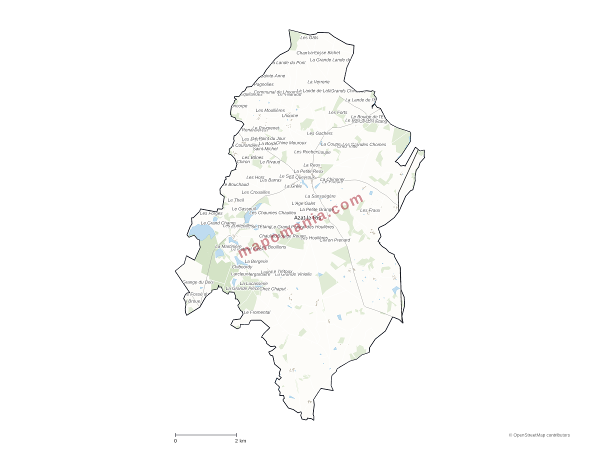 Carte de Azat-le-Ris à personnaliser