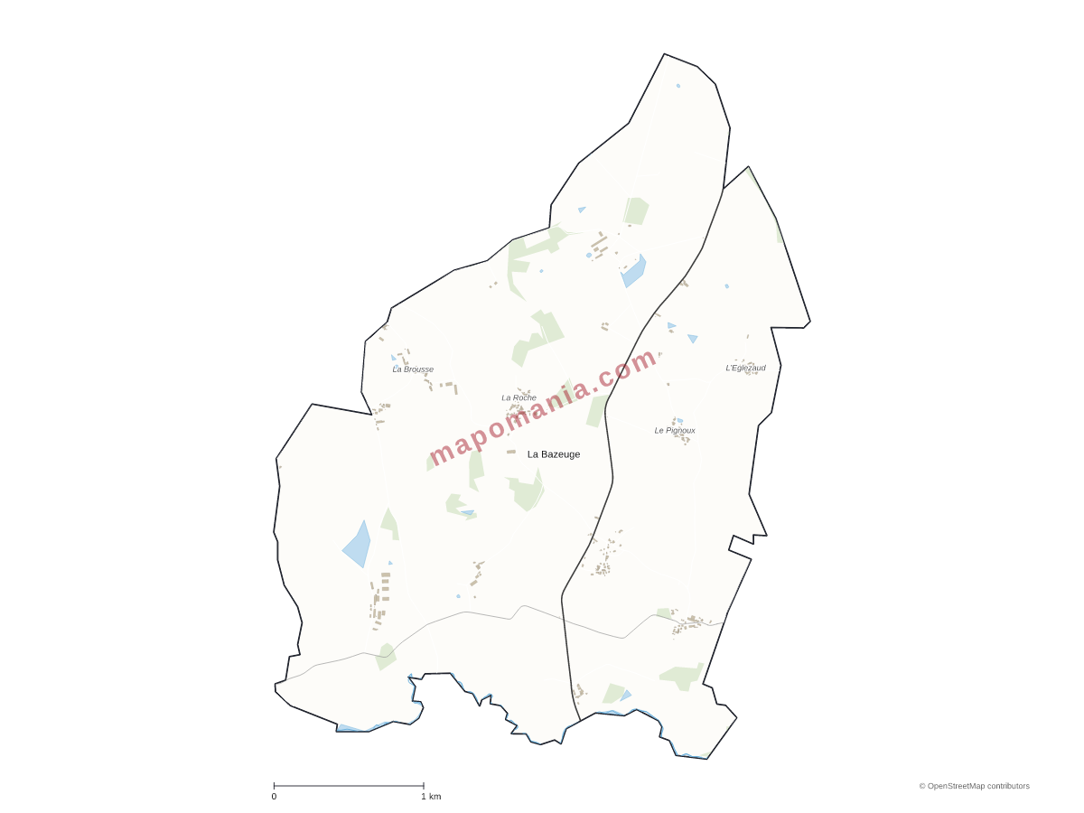 Carte de La Bazeuge à personnaliser