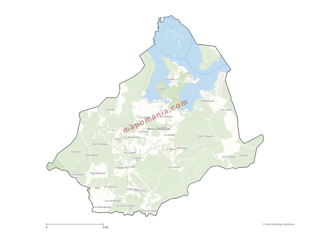Carte de Beaumont-du-Lac à personnaliser