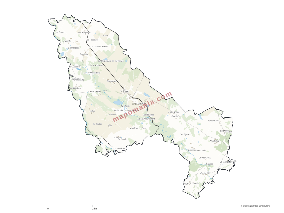 Carte de Berneuil à personnaliser