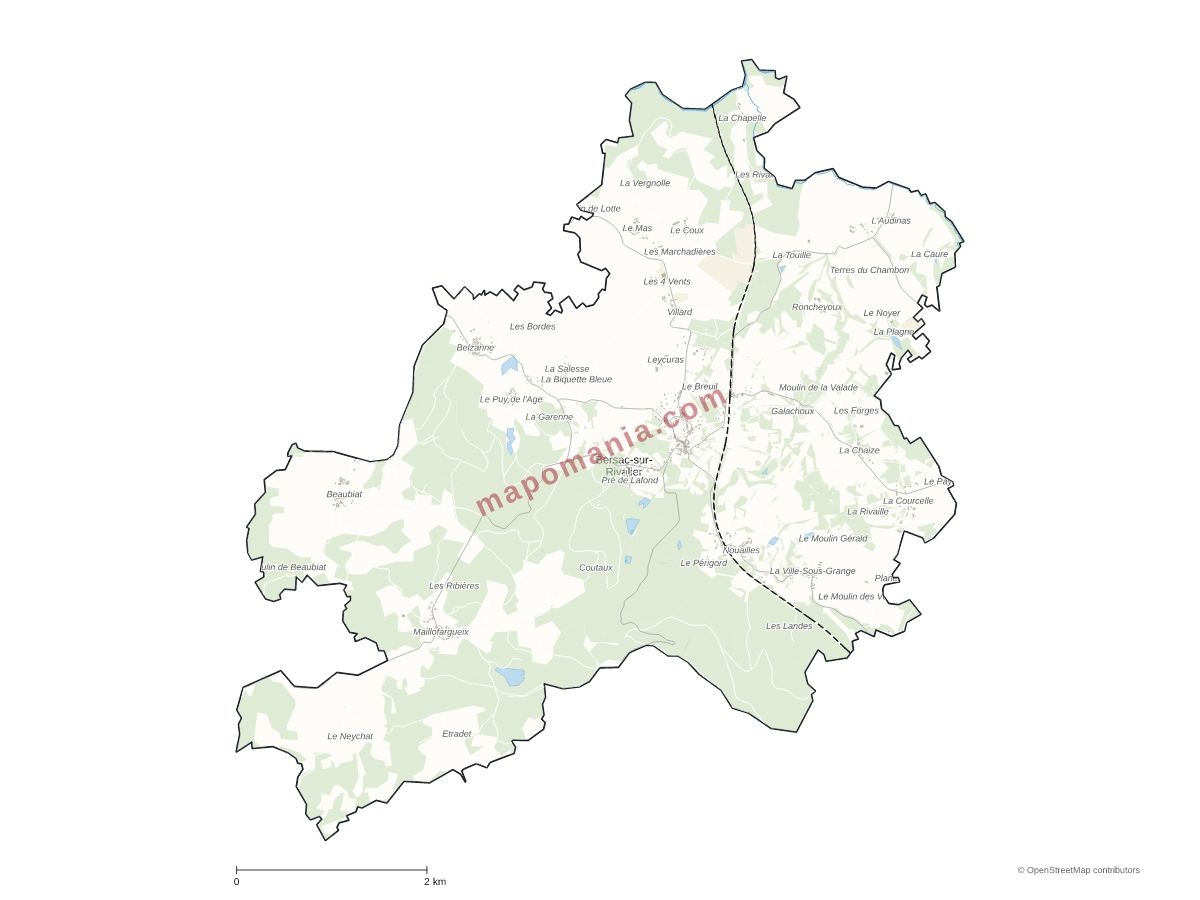 Carte de Bersac-sur-Rivalier à personnaliser