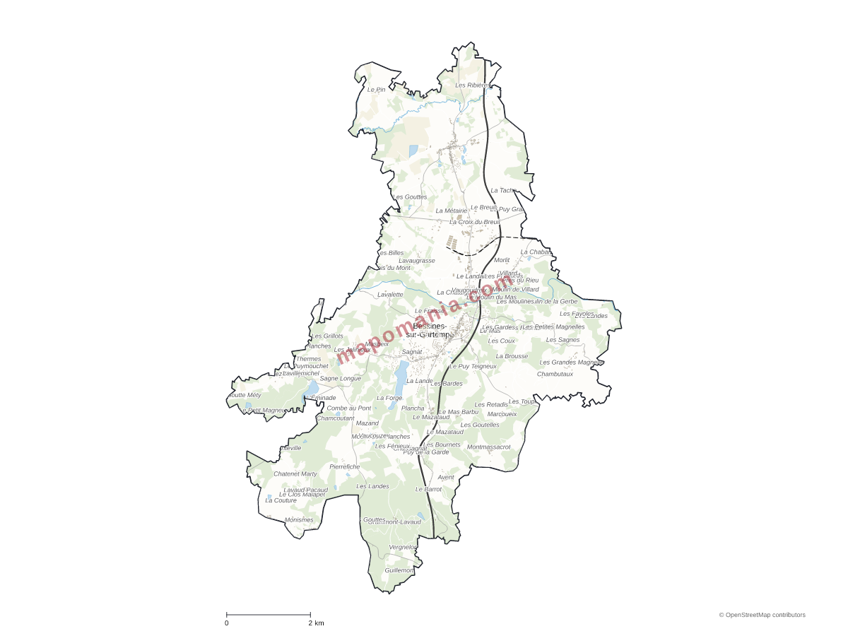 Carte de Bessines-sur-Gartempe à personnaliser