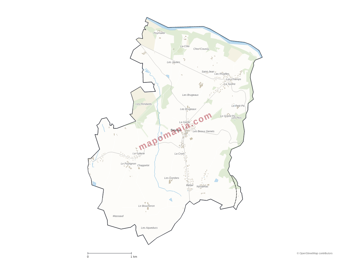 Carte de Beynac à personnaliser