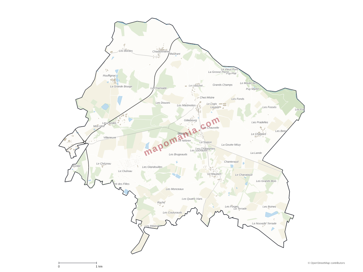 Carte de Blanzac à personnaliser