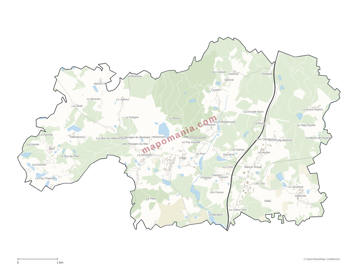Carte de Bonnac-la-Côte à personnaliser