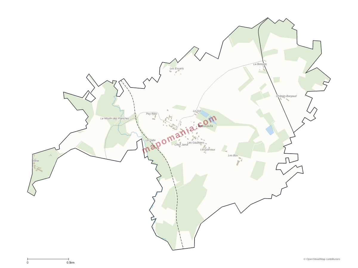 Carte de Breuilaufa à personnaliser