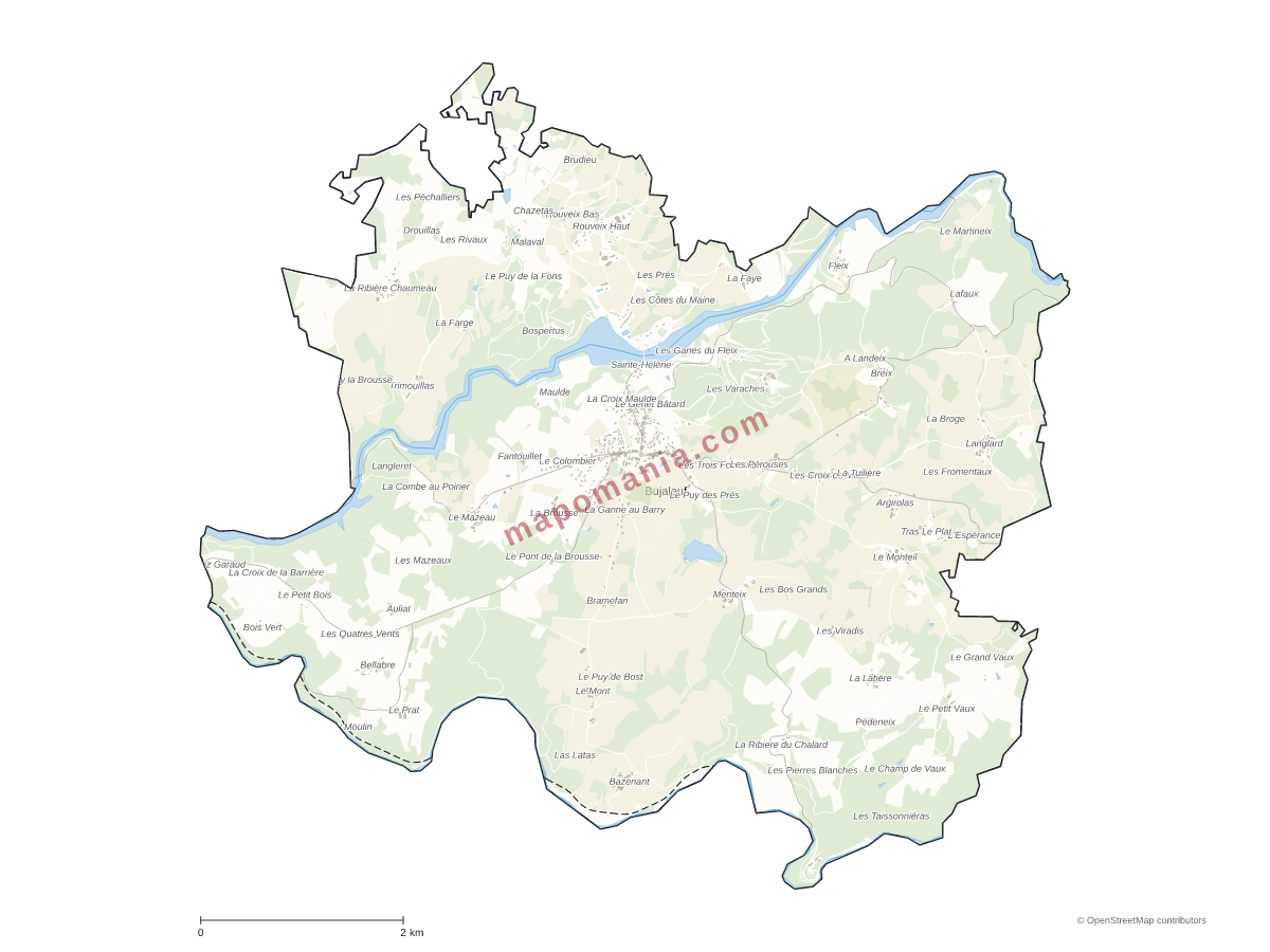 Carte de Bujaleuf à personnaliser