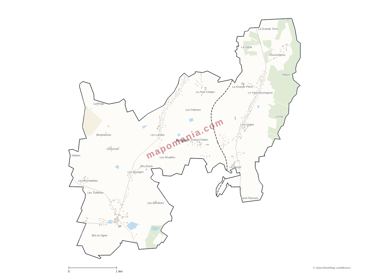 Carte de Burgnac à personnaliser