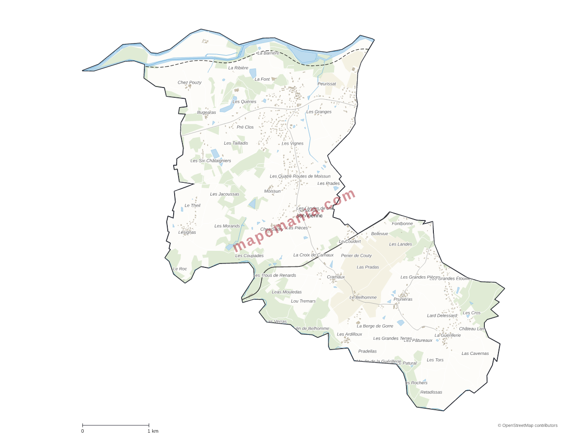 Carte de Chaillac-sur-Vienne à personnaliser