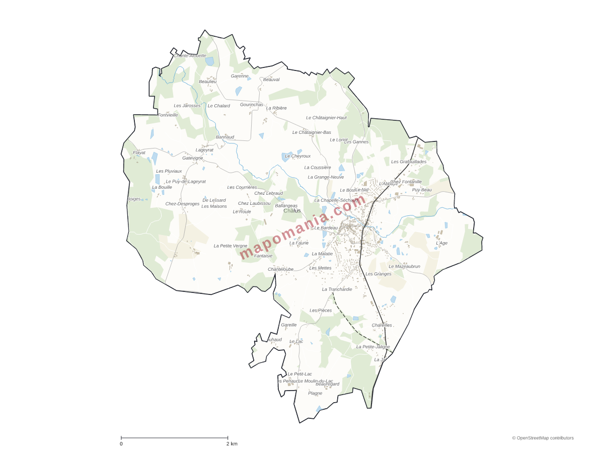 Carte de Châlus à personnaliser
