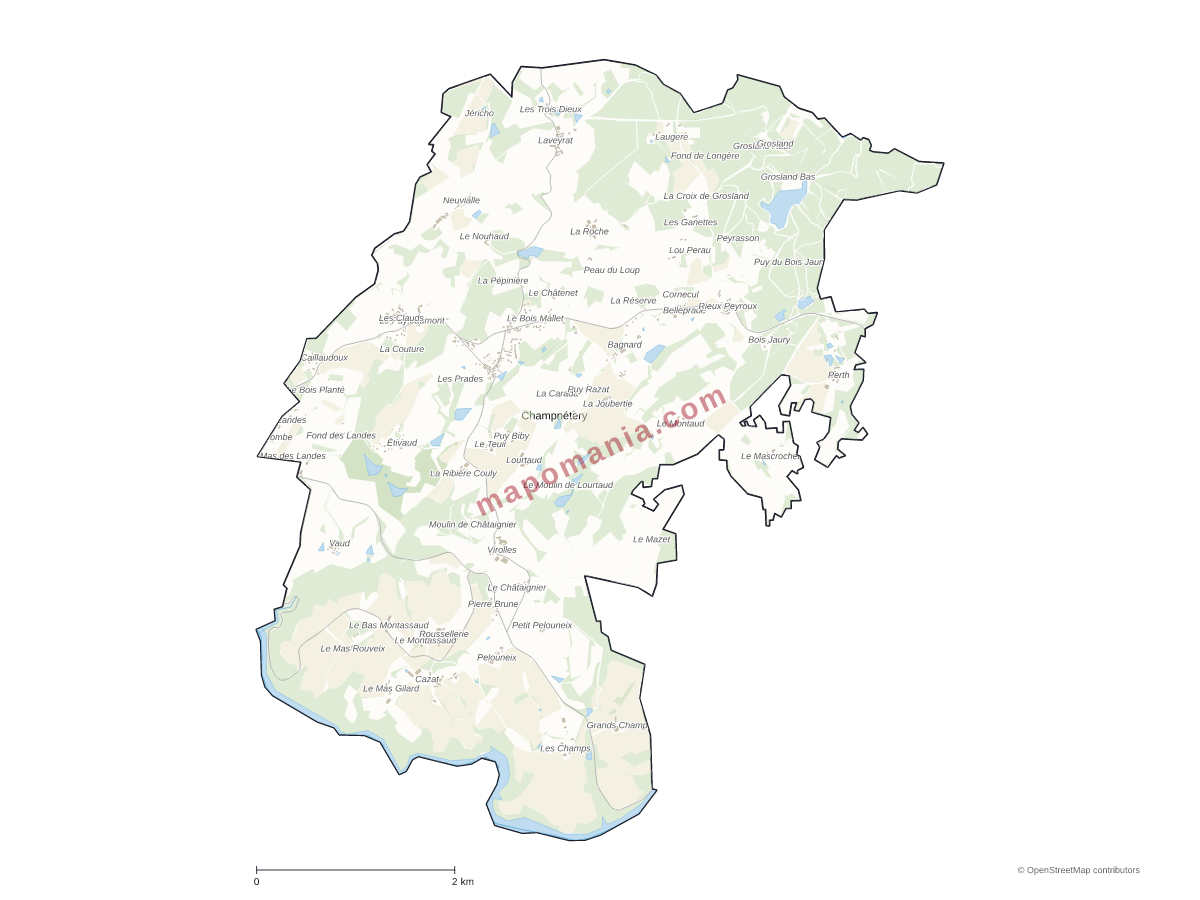 Carte de Champnétery à personnaliser