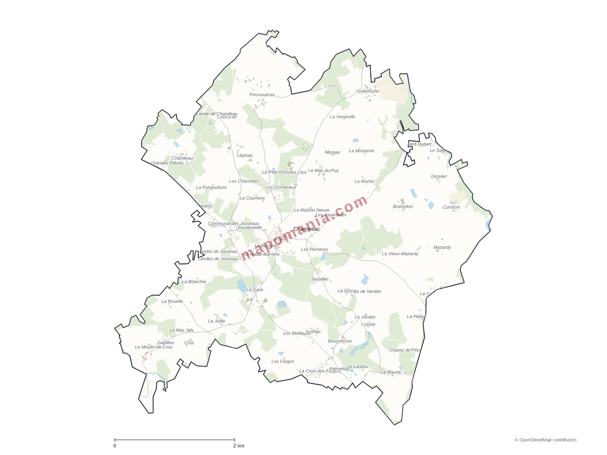 Carte de Champsac à personnaliser