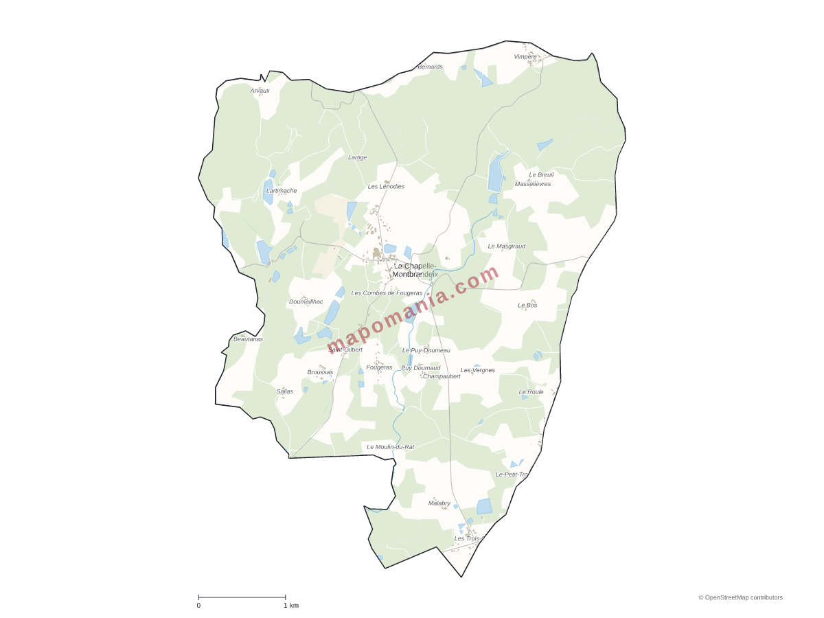Carte de La Chapelle-Montbrandeix à personnaliser