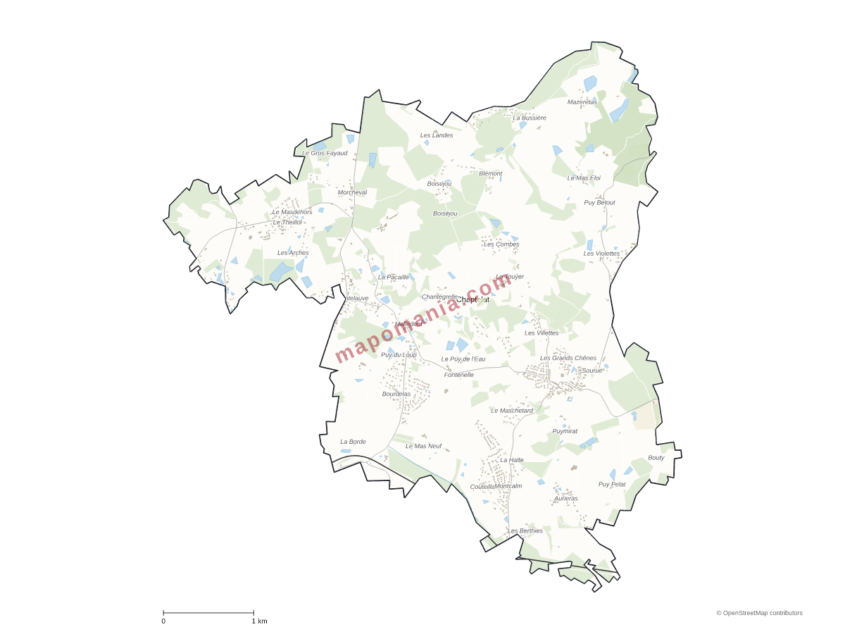 Carte de Chaptelat à personnaliser