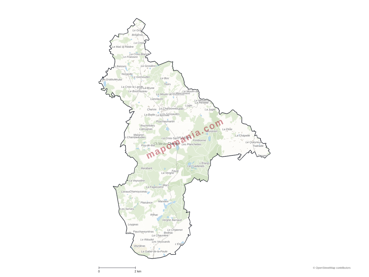 Carte de Château-Chervix à personnaliser