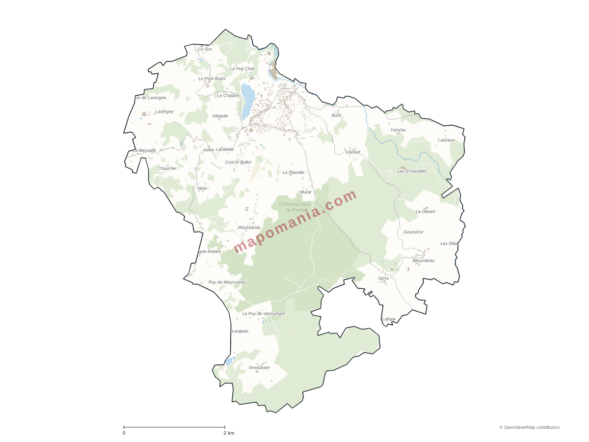 Carte de Châteauneuf-la-Forêt à personnaliser
