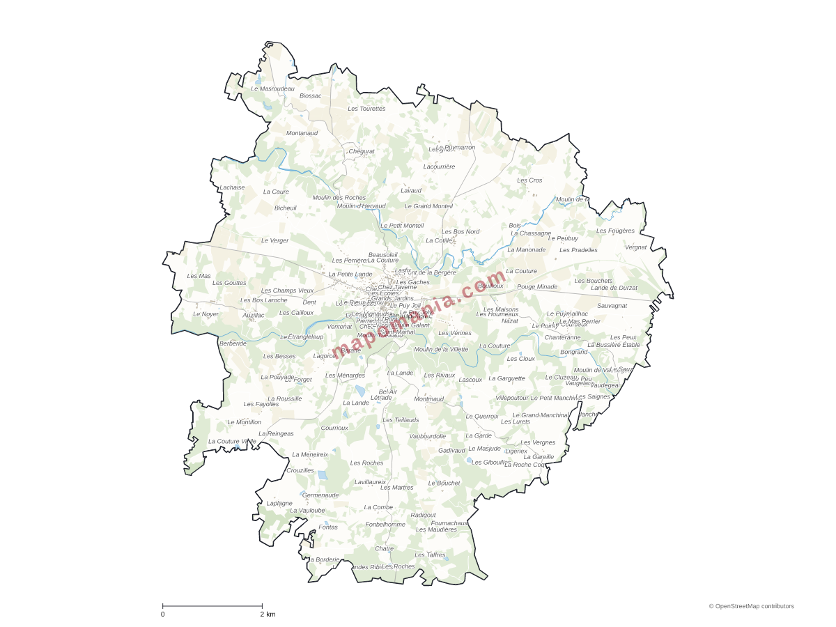 Carte de Châteauponsac à personnaliser