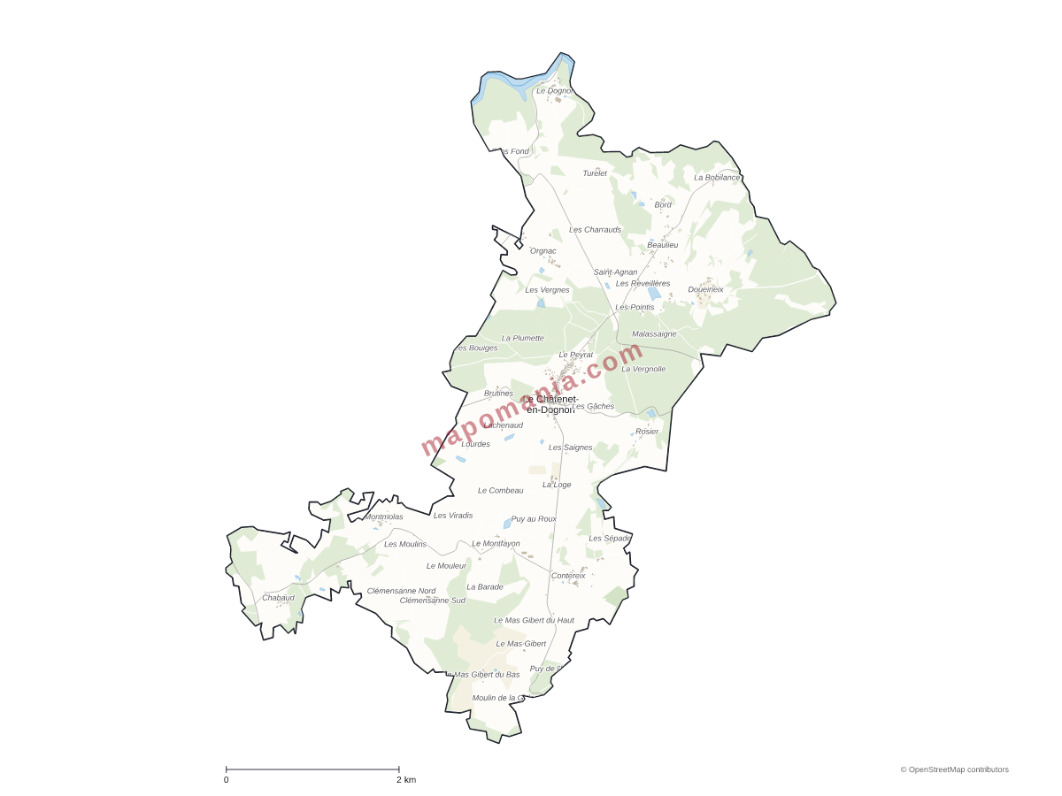 Carte de Le Châtenet-en-Dognon à personnaliser