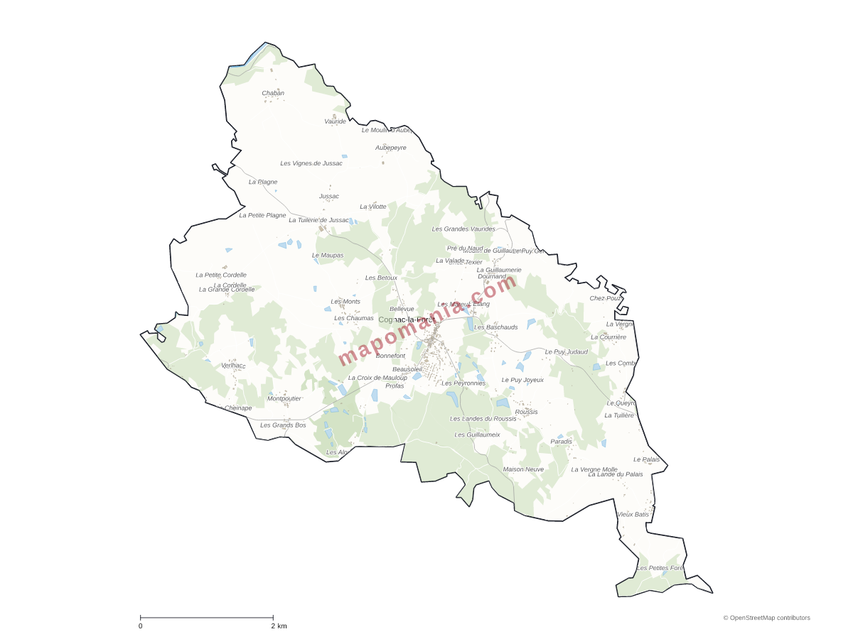 Carte de Cognac-la-Forêt à personnaliser