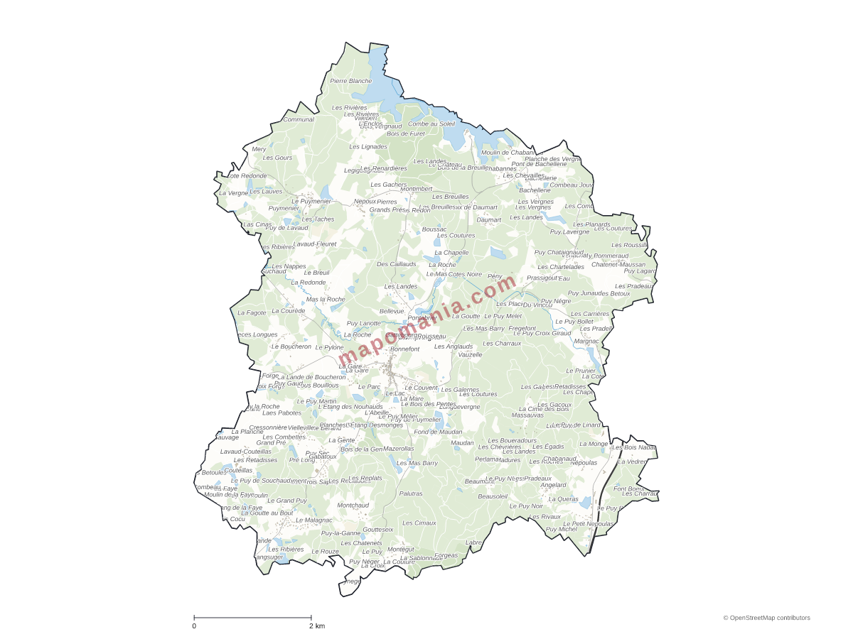 Carte de Compreignac à personnaliser