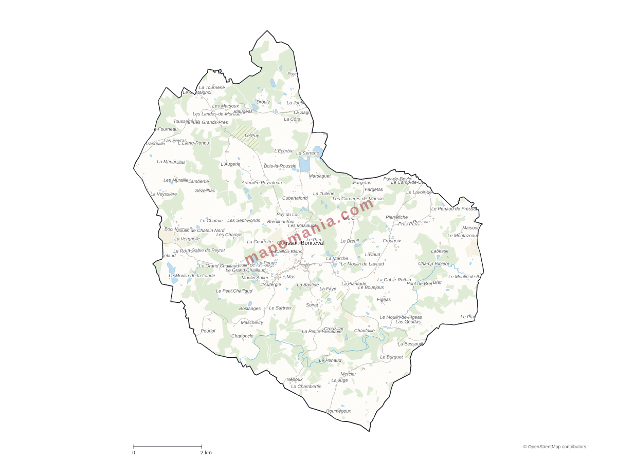Carte de Coussac-Bonneval à personnaliser