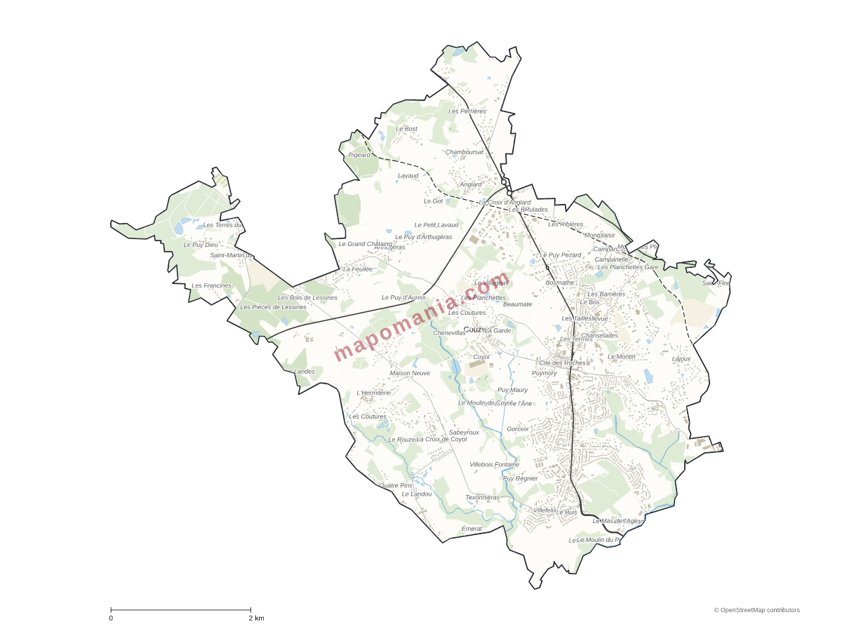 Carte de Couzeix à personnaliser