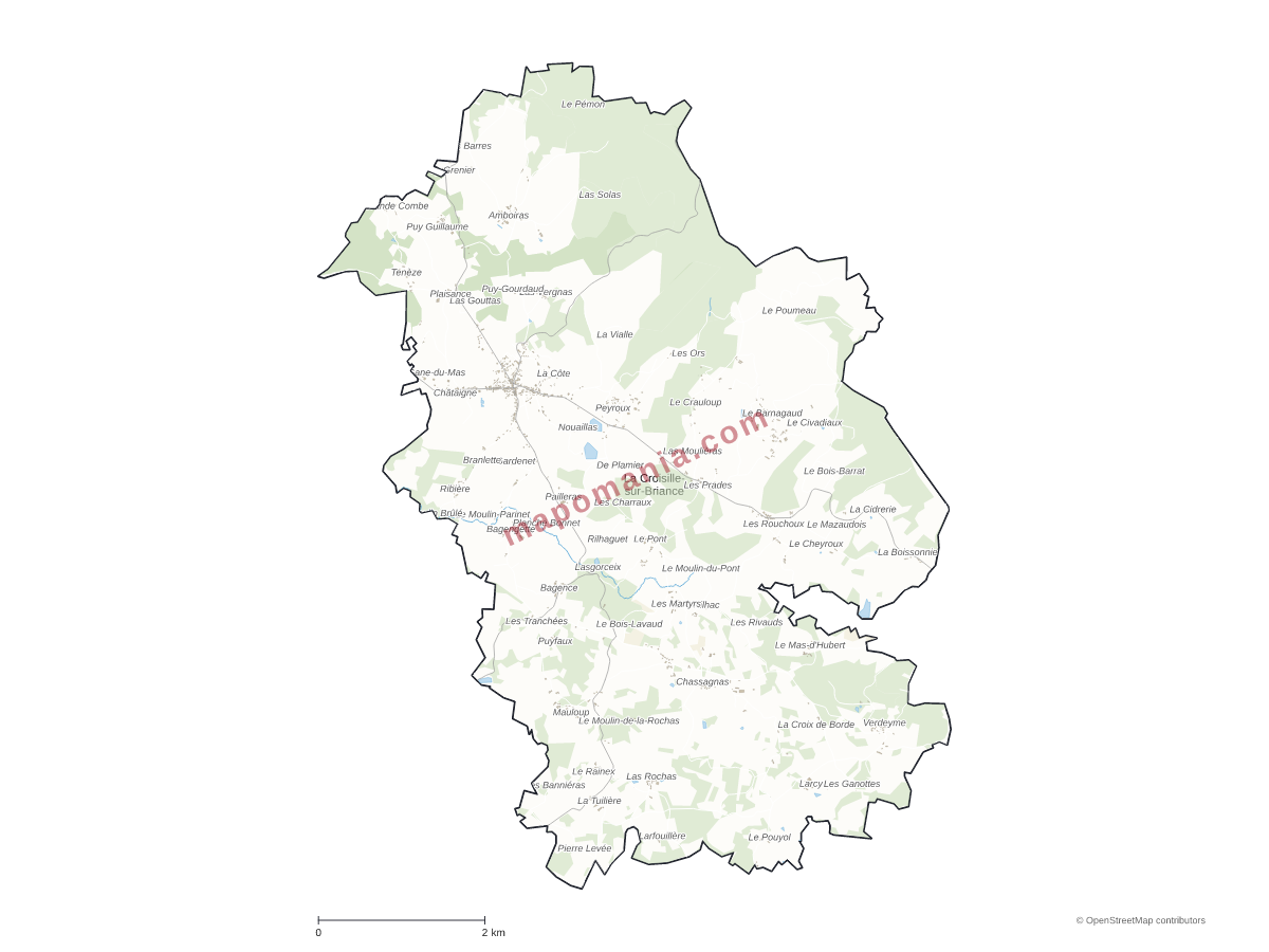 Carte de La Croisille-sur-Briance à personnaliser