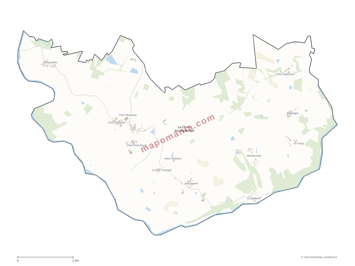 Carte de La Croix-sur-Gartempe à personnaliser