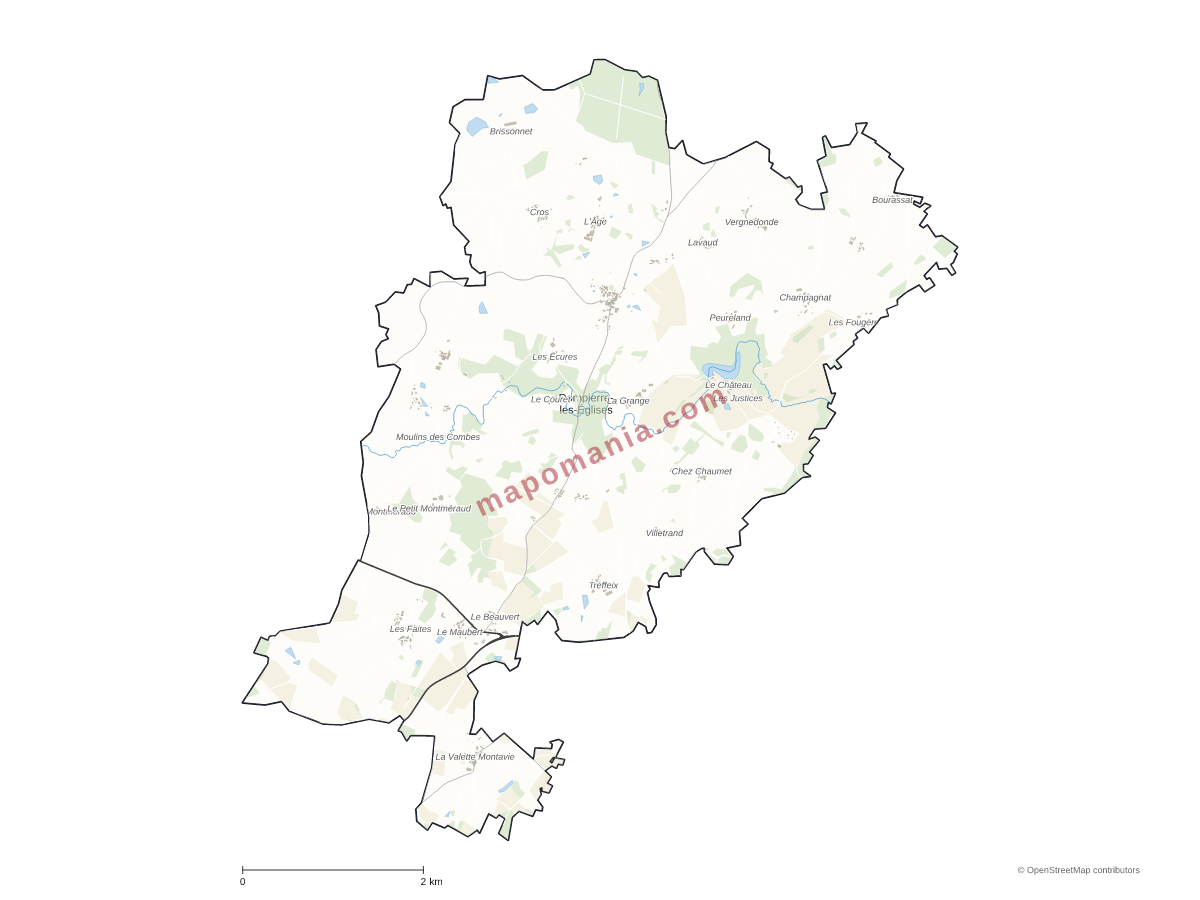 Carte de Dompierre-les-Églises à personnaliser