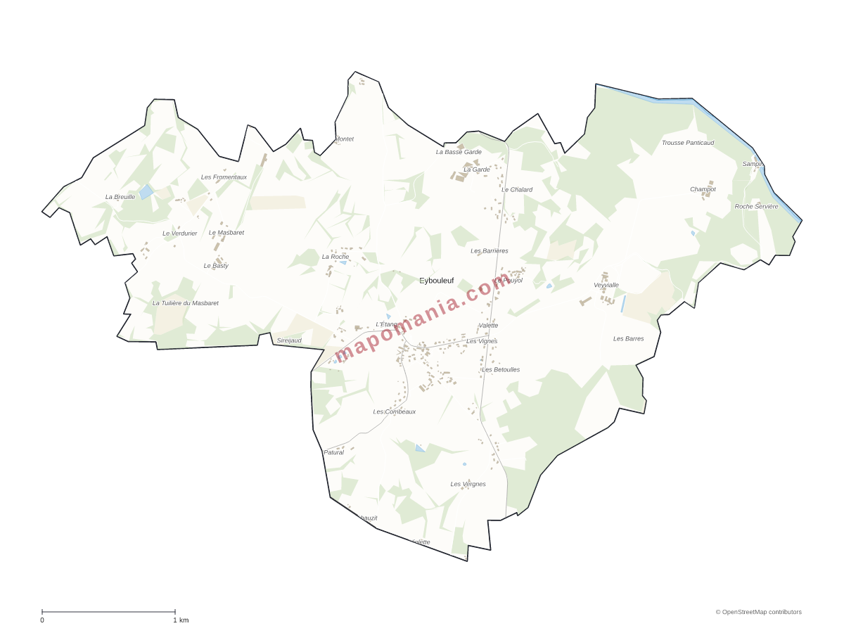 Carte de Eybouleuf à personnaliser