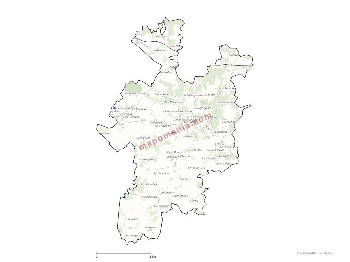 Carte de Eyjeaux à personnaliser