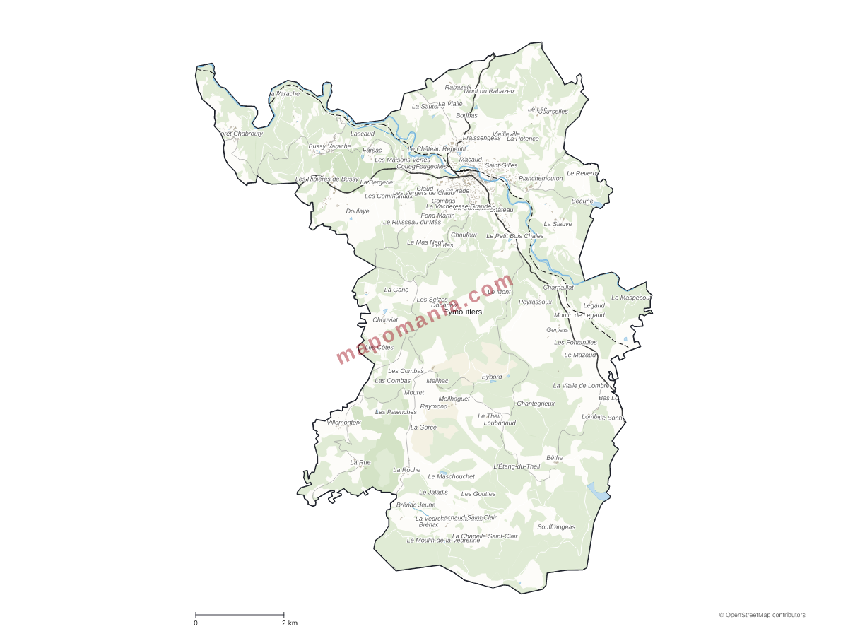 Carte de Eymoutiers à personnaliser