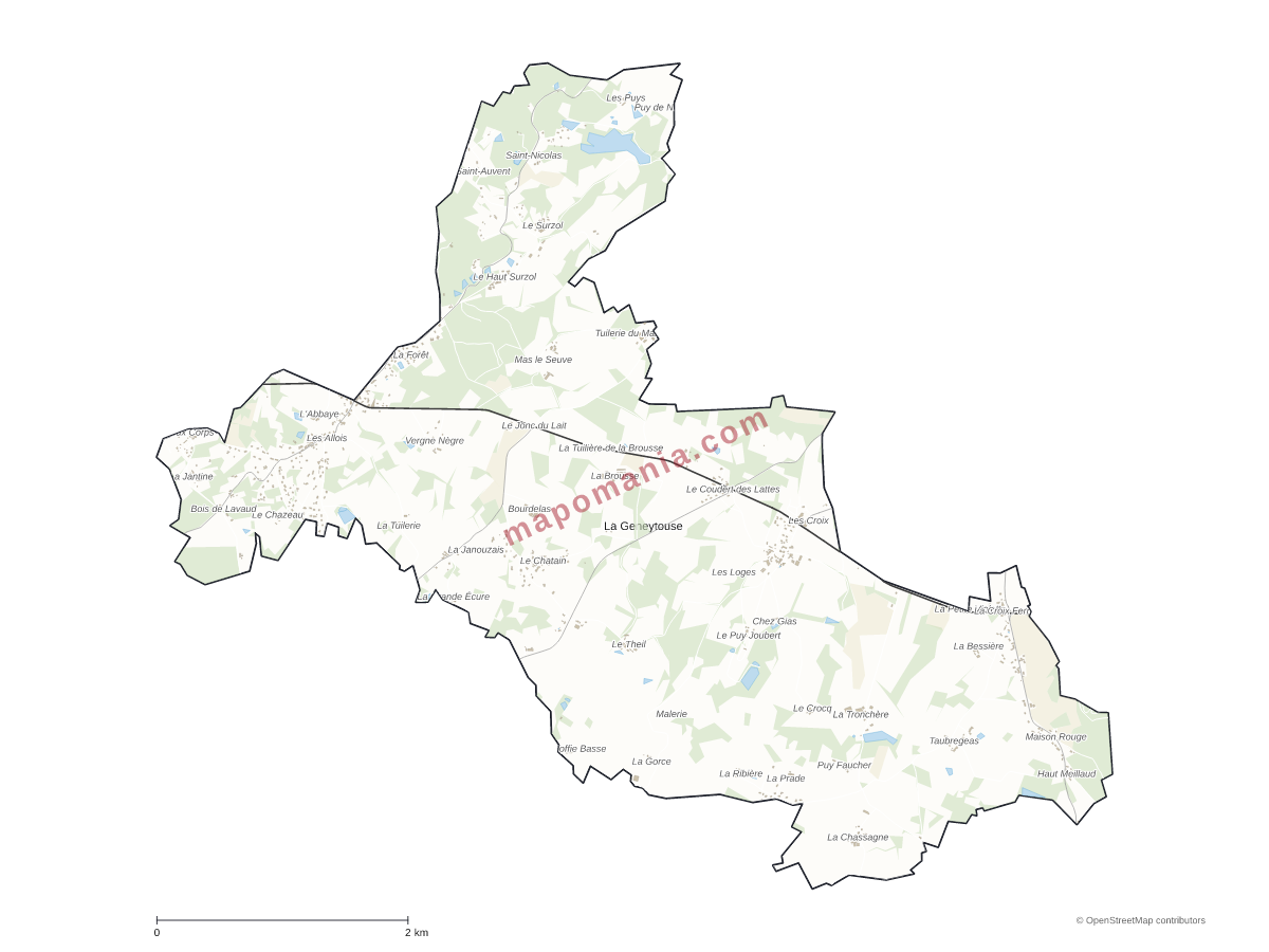 Carte de La Geneytouse à personnaliser