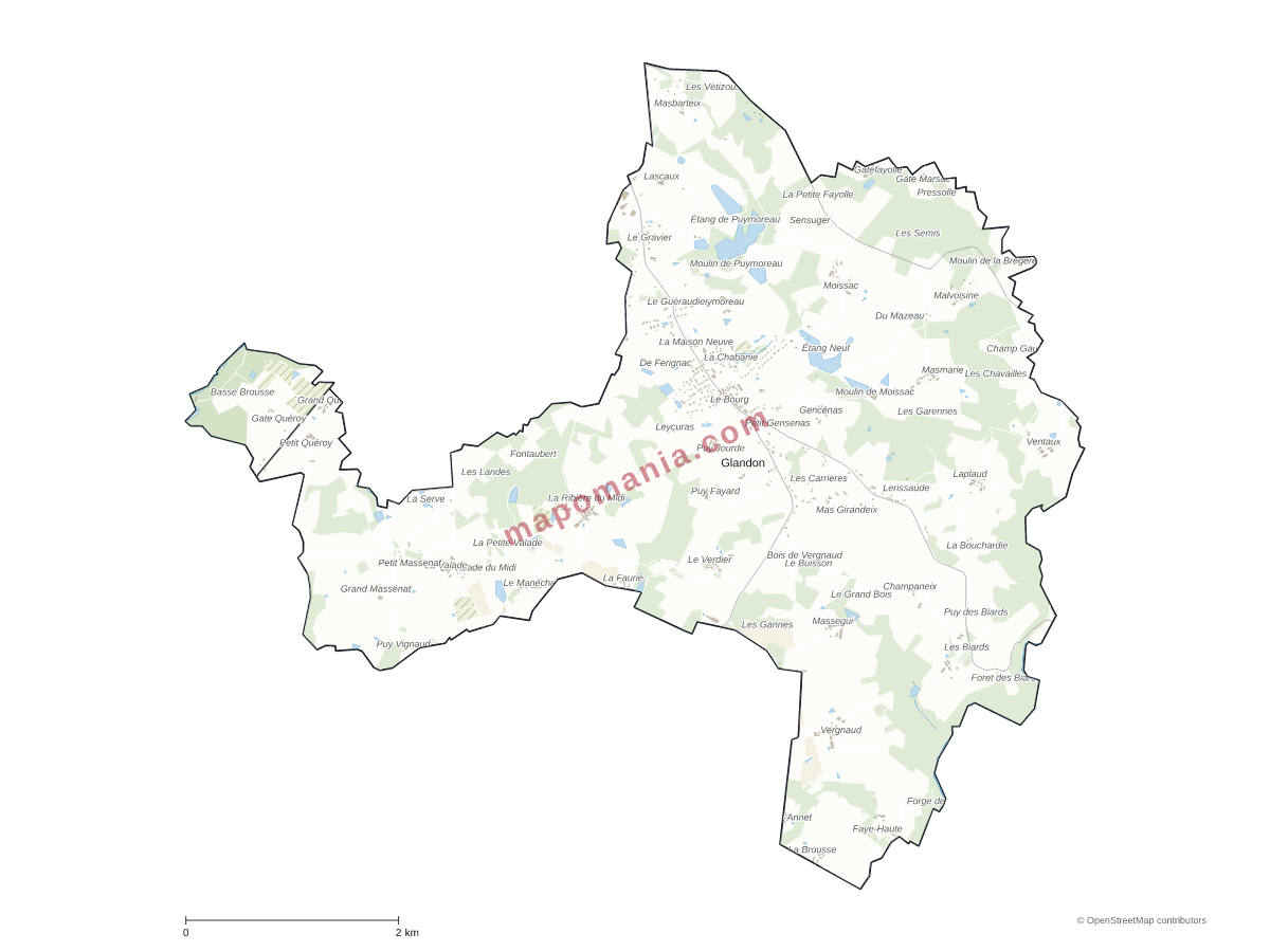 Carte de Glandon à personnaliser