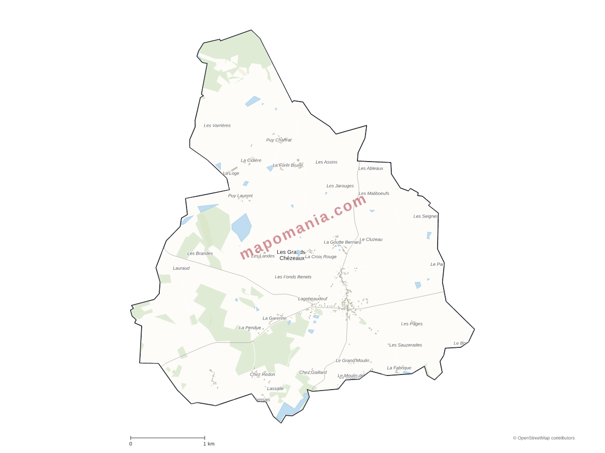 Carte de Les Grands-Chézeaux à personnaliser