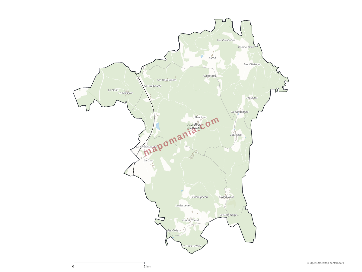 Carte de Jabreilles-les-Bordes à personnaliser