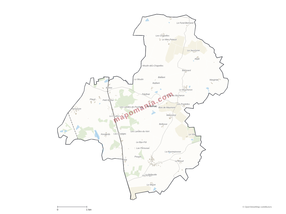 Carte de Janailhac à personnaliser
