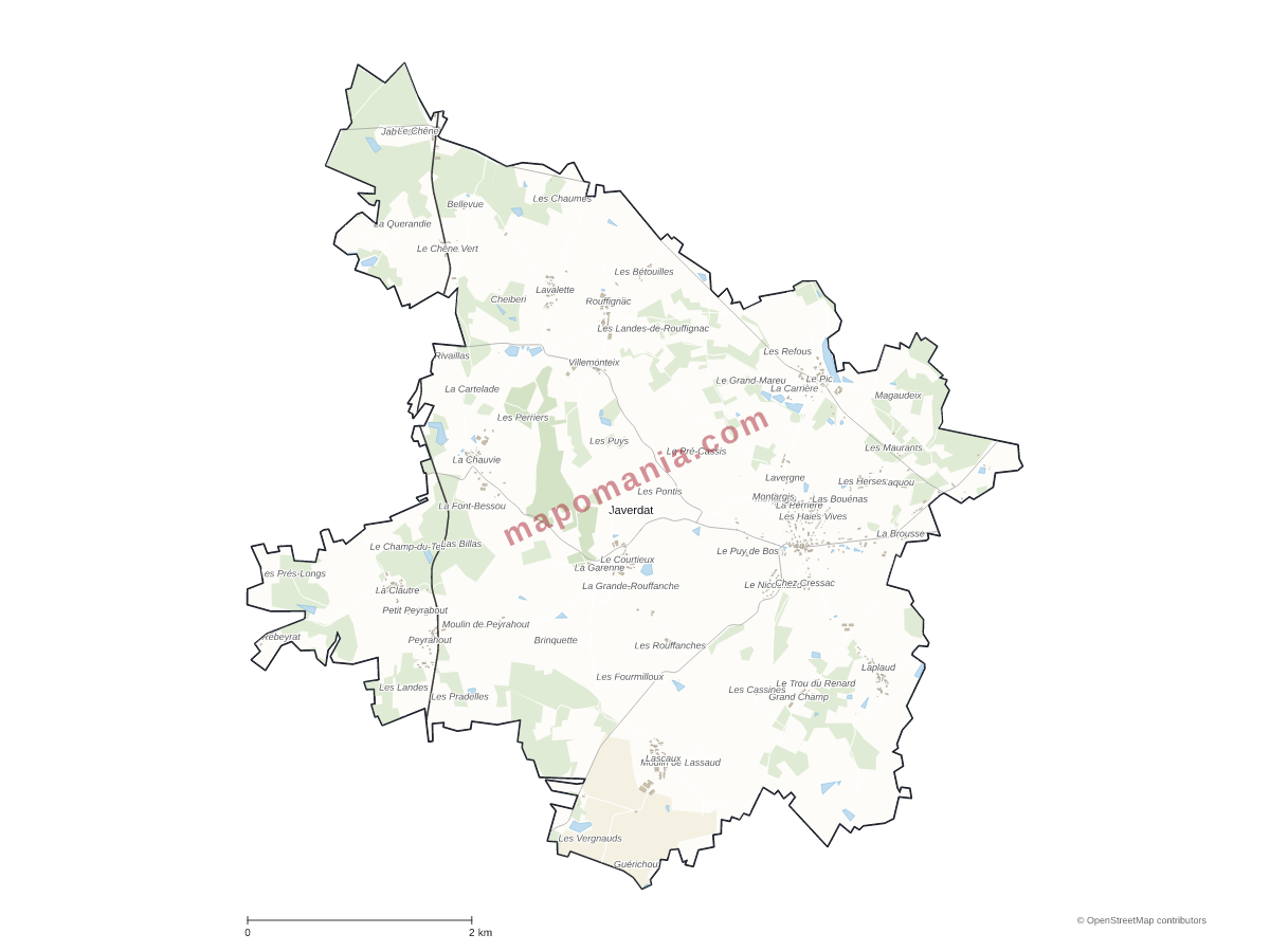 Carte de Javerdat à personnaliser
